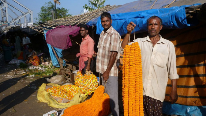 Calcutta - le marché aux fleurs